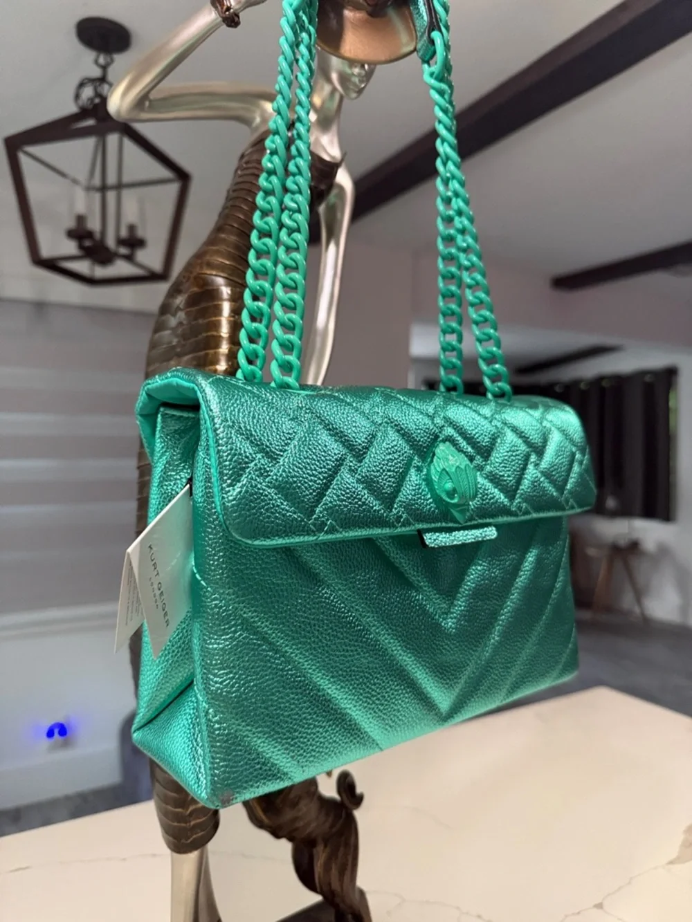 💥Kurt Geiger London Kensington Drench💥 NWT! Metallic Green - Picture 12 of 12